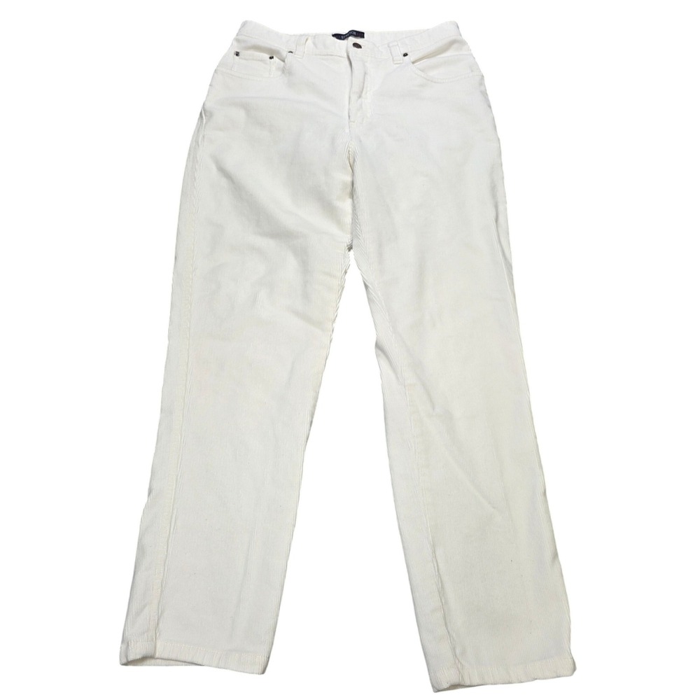 VTG Bill Blass Jeans Corduroy Pants Women's Size 12 White Stretch Straight Leg